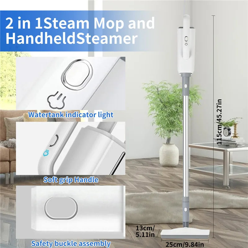 Steam Mop for Floor Cleaning, light weight Floor Steamer Cleaner for Hardwood/Tile/Laminate Floor Carpet, 10ft Long Power Cord