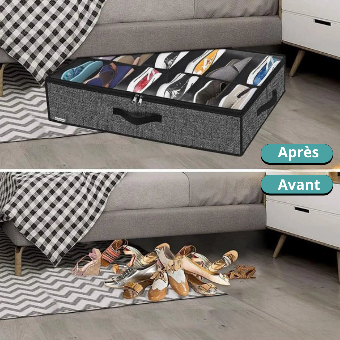 Organisateur de Chaussures Sous le Lit – Jusqu’à 16 Paires