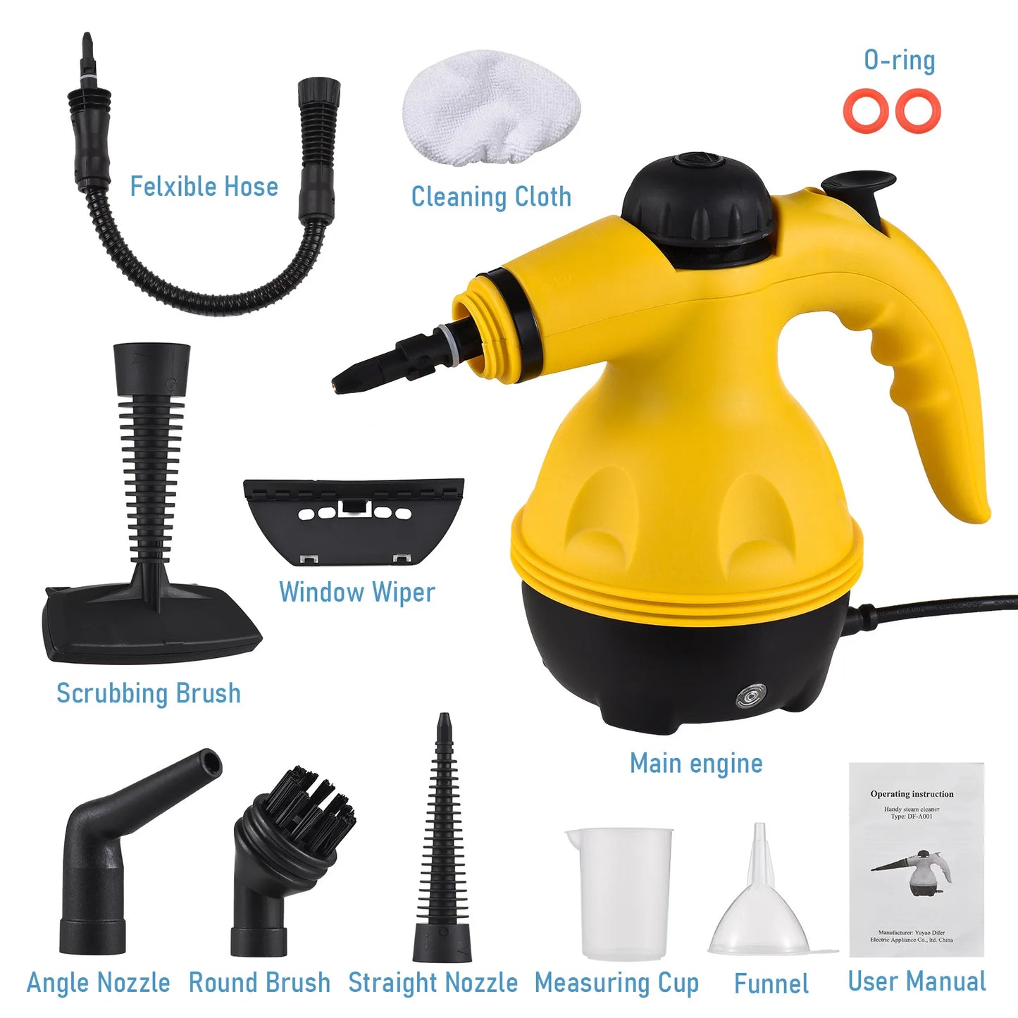 Steam Cleaner 1050W, High Temperature Steam Cleaner, Suitable for Cleanable Areas Such as Kitchens, Bathrooms, Sofas, Bedrooms