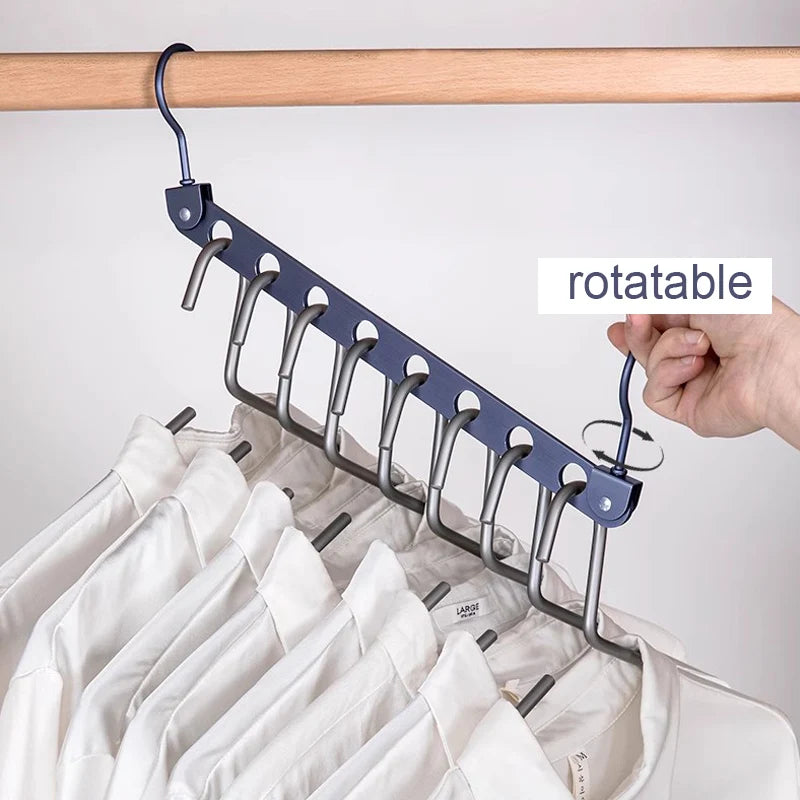 8 Holes Storage Rack for Clothes Hanger Organizer Foldable Rotatable Magic Metal Hangers Storage Rack Wardrobe Space Saver Hook