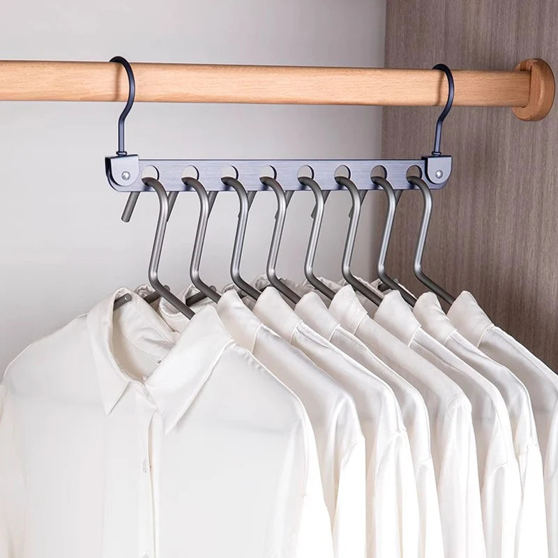 8 Holes Storage Rack for Clothes Hanger Organizer Foldable Rotatable Magic Metal Hangers Storage Rack Wardrobe Space Saver Hook
