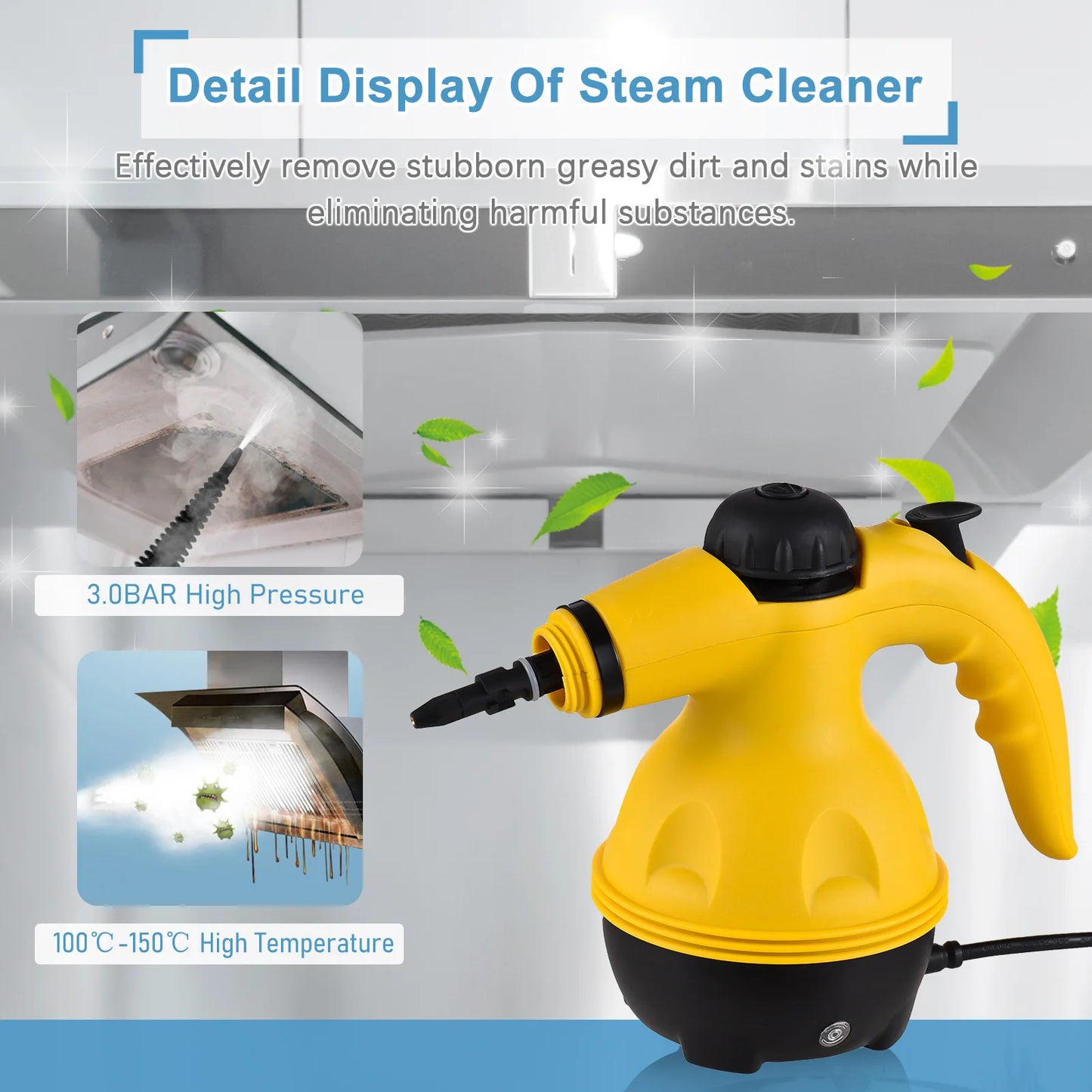Steam Cleaner 1050W, High Temperature Steam Cleaner, Suitable for Cleanable Areas Such as Kitchens, Bathrooms, Sofas, Bedrooms