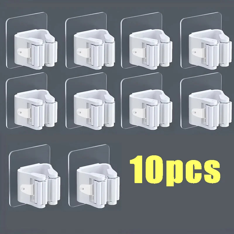 10PCS Wall Mounted Mop Organizer Holder Wall-Mounted Waterproof Mop Storage Rack Broom Hanger Hooks Household Tools
