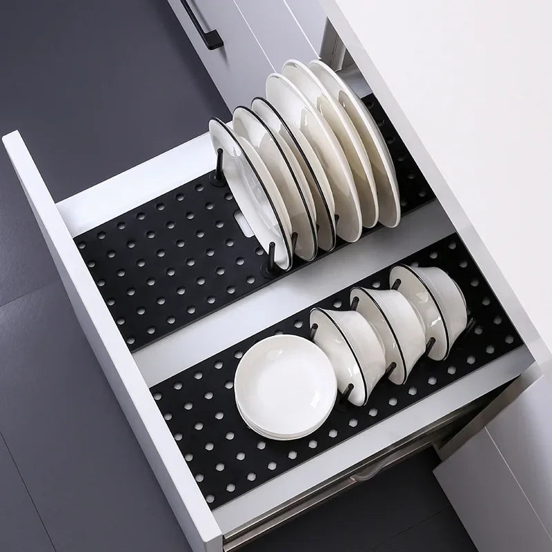 Organisateur de Placard Extensible – Rangement Malin pour la Vaisselle