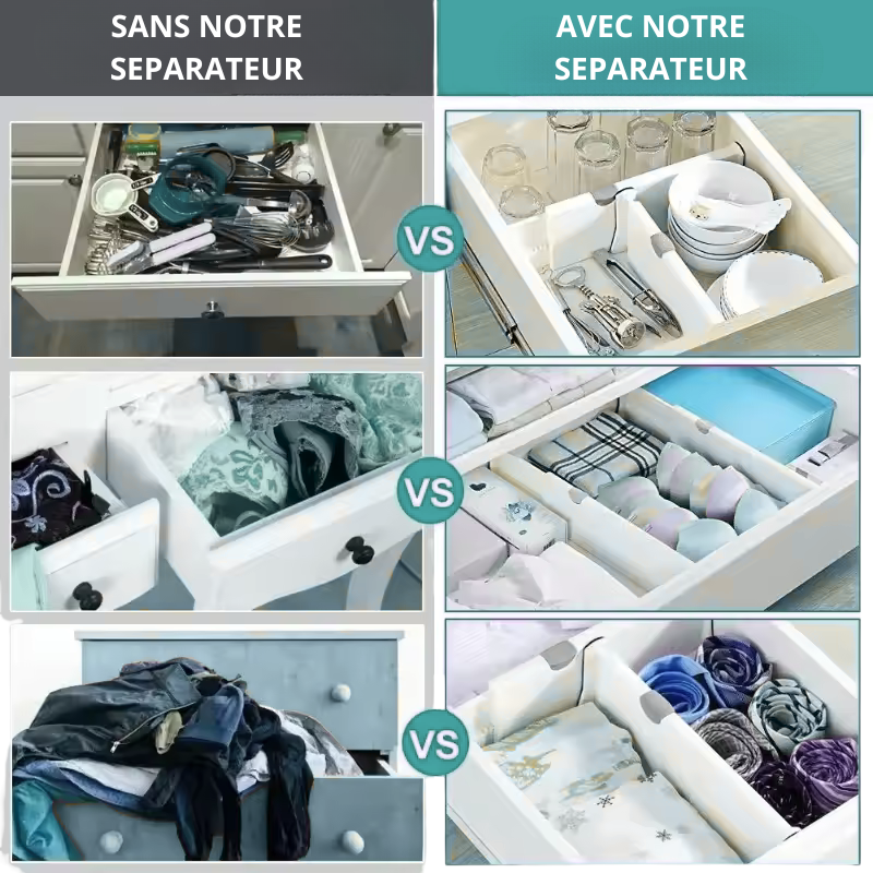 Séparateurs de Tiroirs Ajustables – Organisation Simple & Maligne