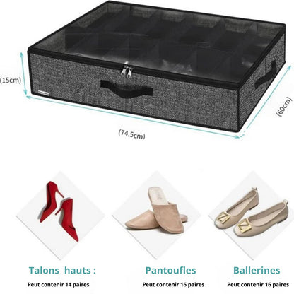 Organisateur de Chaussures Sous le Lit – Jusqu’à 16 Paires