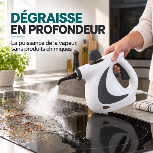 Nettoyeur vapeur Clean & Smart : dégraisse en profondeur une plaque de cuisson encrassée