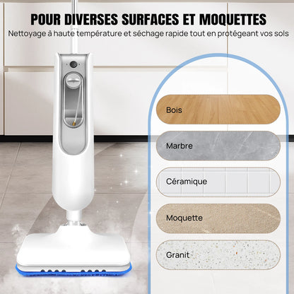 DayPlus Steam Mop & Detachable Steam Cleaner, 1500W Powerful Floor Steamer for Carpet Laminate Hardwood,2 Washable Pads, 400ml