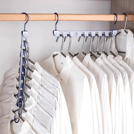 8 Holes Storage Rack for Clothes Hanger Organizer Foldable Rotatable Magic Metal Hangers Storage Rack Wardrobe Space Saver Hook