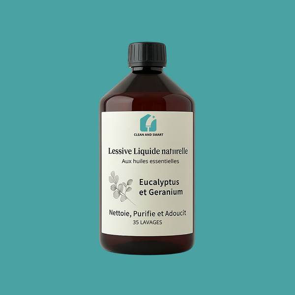 Lessive liquides aux huiles essentiels d'eucalyptus et de géranium
