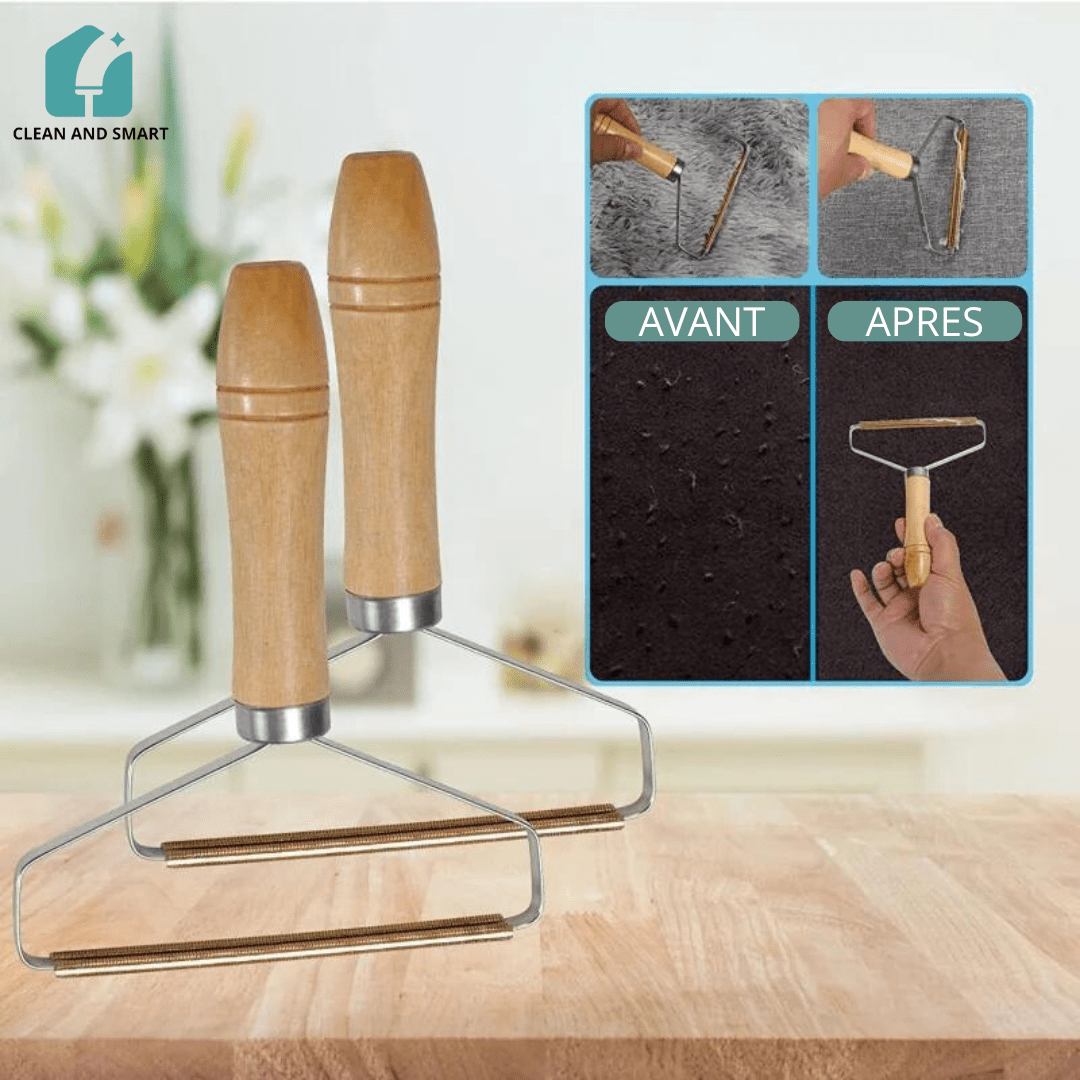 BROSSE ANTI - POILS DOUBLE FACE EN CUIVRE - CLEAN AND SMART