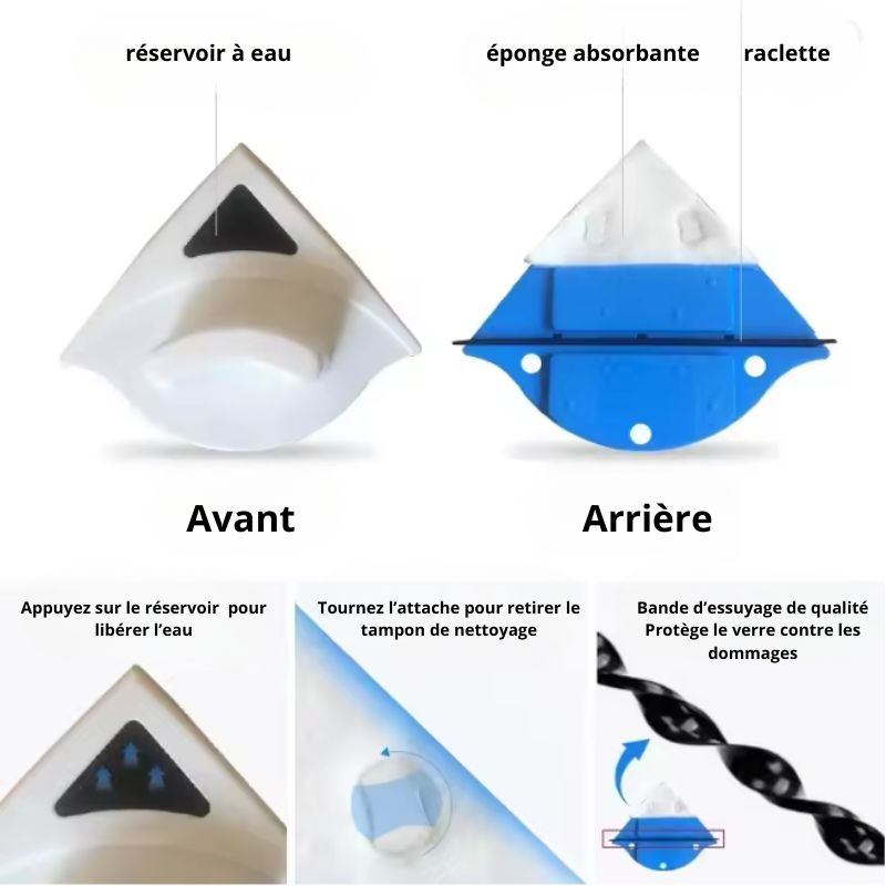 Nettoyeur de vitres magnétique double face