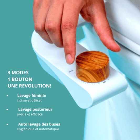 Les 3 modes du bidet à la molette : lavage postérieur, féminin et auto-lavage des buses