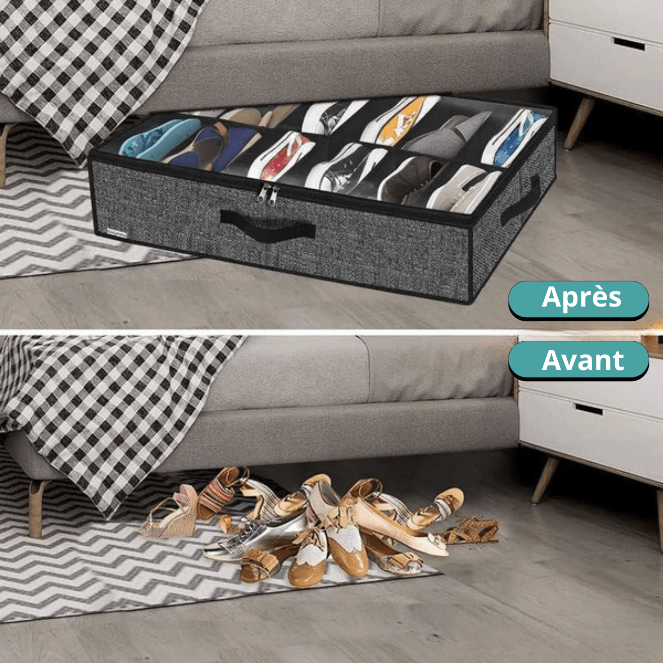 Organisateur de Chaussures Sous le Lit – Jusqu’à 16 Paires - CLEAN AND SMART