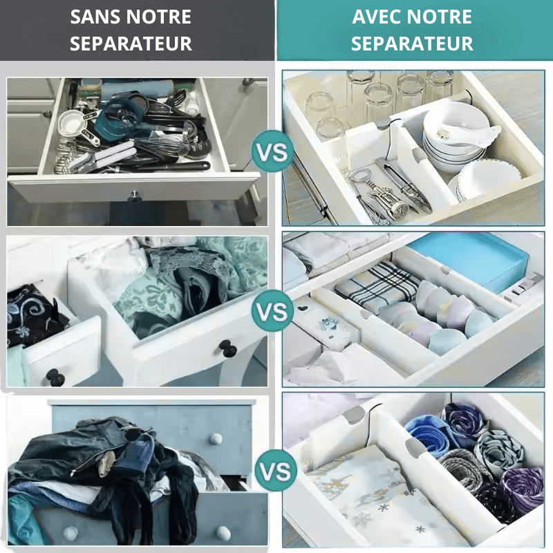 Séparateurs de Tiroirs Ajustables – Organisation Simple & Maligne - CLEAN AND SMART