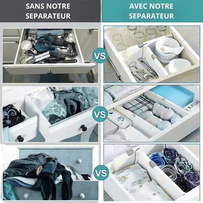 Séparateurs de Tiroirs Ajustables – Organisation Simple & Maligne - CLEAN AND SMART